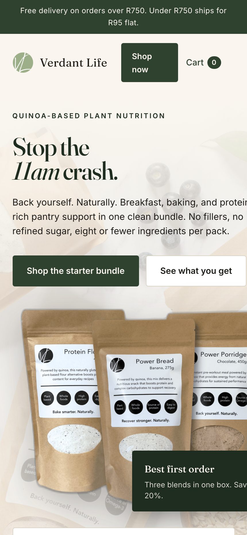 Verdant Life rebuilt mobile homepage