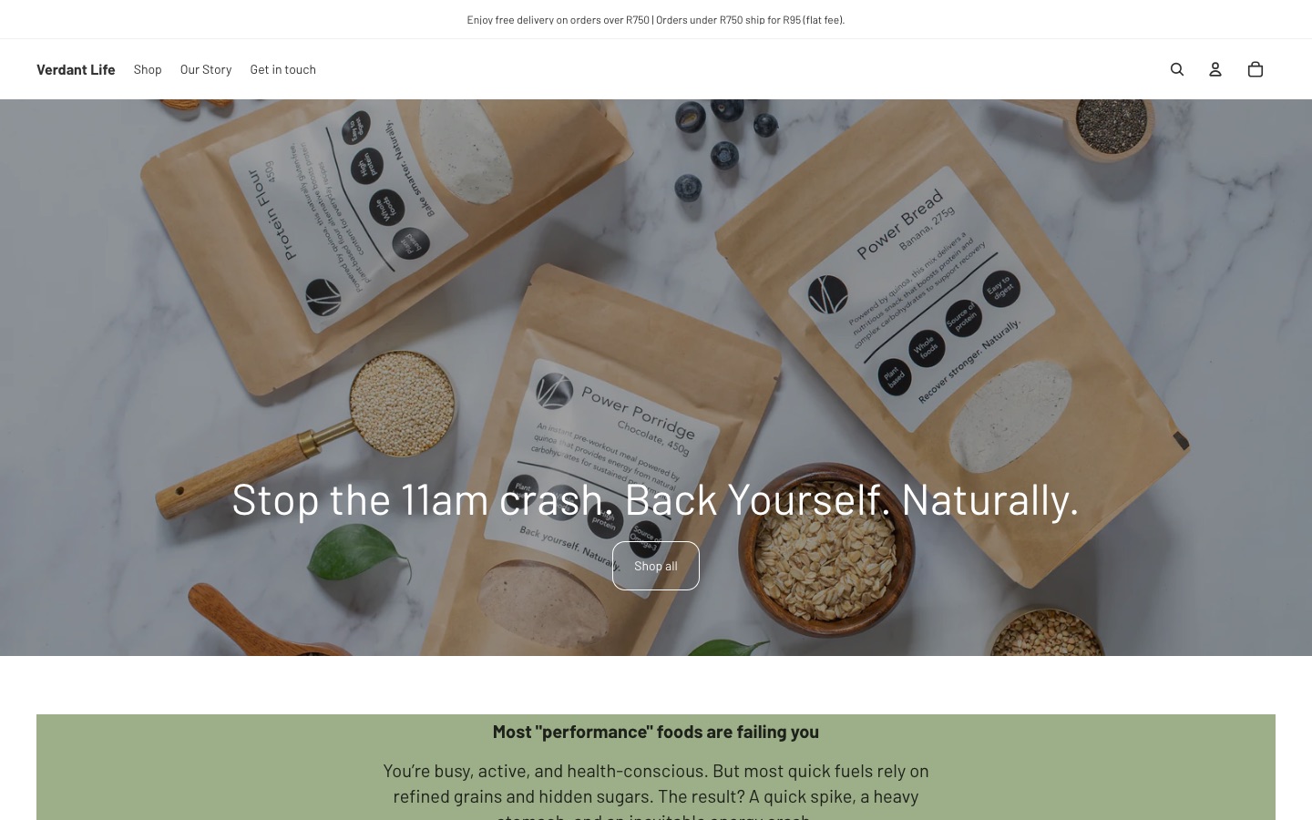 Verdant Life's previous theme-based homepage